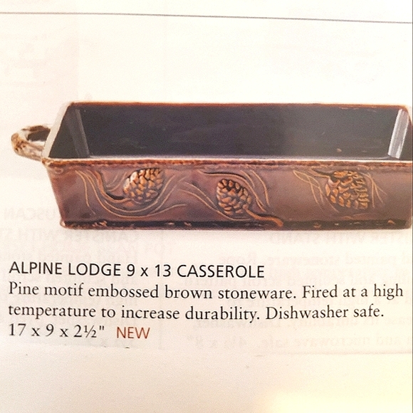 Alpine Lodge 9 x 13 Stoneware NEW Pine cones Bakeware Serveware Celebrating Home - Picture 2 of 3